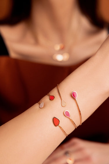 In Bloom Open Bangle with Diamonds and Vibrant Enamel
