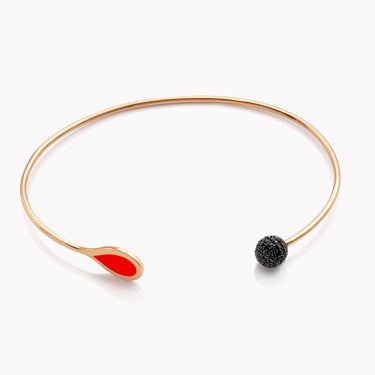 In Bloom Seed & Leaf Bangle with Enamel and Black Diamonds