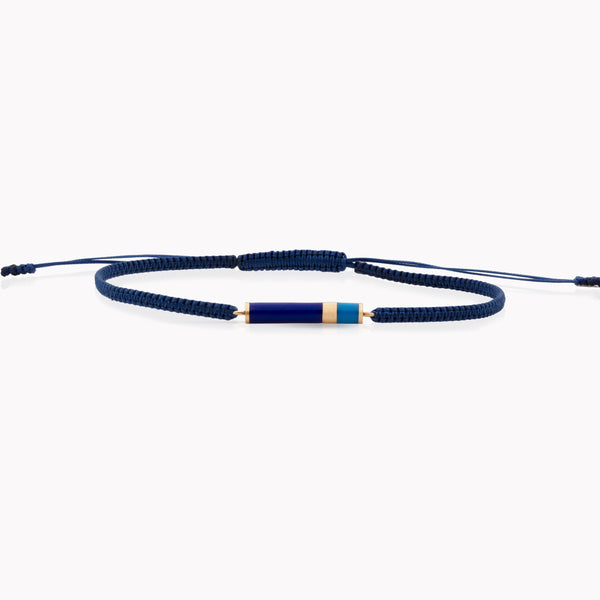 Gaudi Cylinder Cord Bracelet Enamel, blue tones enamel, 18k gold enamel, Lebanese fine jewelry