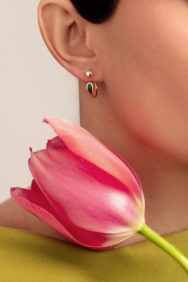 In Bloom Gold and Enamel Hoop Earrings