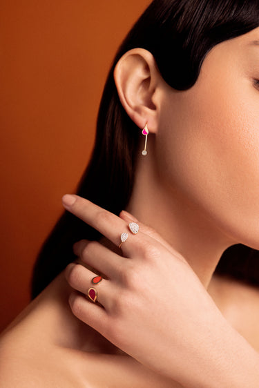 In Bloom Teardrop Earrings with Enamel and Diamonds