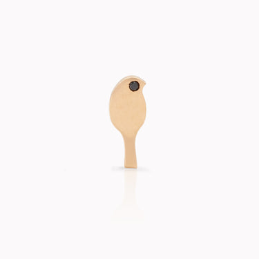 Bird Standing Stud Earrings, left side view, 18k gold black diamond
