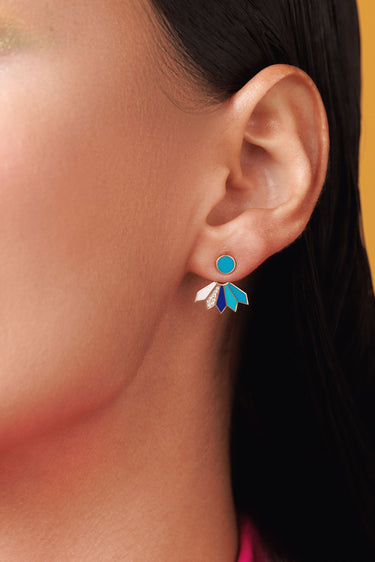 Gaudi Earring pivoting with Diamonds and Enamel