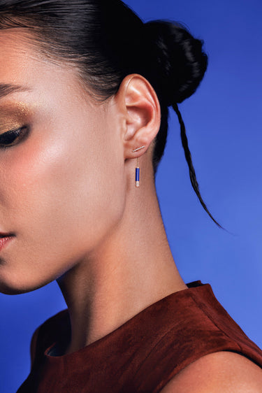 Gaudi Cylinder Earrings with Diamonds and Enamel