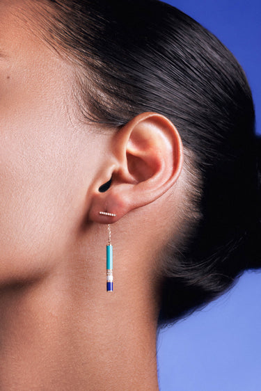 Gaudi Cylinder Earrings with Diamonds & Enamel