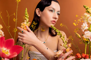 In Bloom Gold and Diamond Studded Enamel Necklace