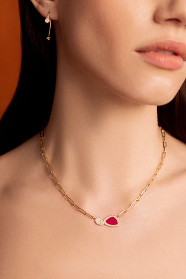 In Bloom Gold and Diamond Studded Enamel Necklace