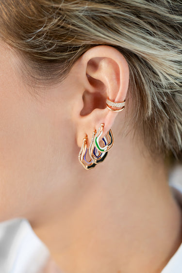 Geometric Full Diamond Ear Cuff, 18kt gold, white diamonds, Randa Tabbah GEOmetry collection, Lebanese fine jewelry