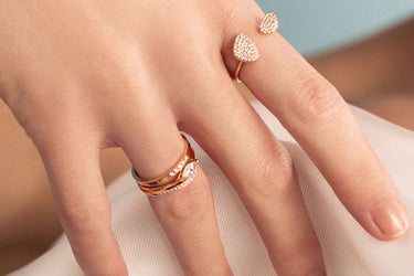 Solstice Gold Diamond Ring with Black Enamel