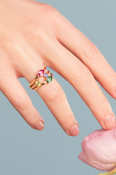 Gold Ring with Multicolored Stones