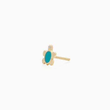 Kids Turtle Diamonds Earrings with Enamel, side view, 18k gold diamonds and enamel jewelry