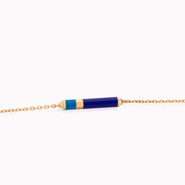 Gaudi Cylinder Bracelet, blue and royal blue enamel, 18k gold enamel jewelry